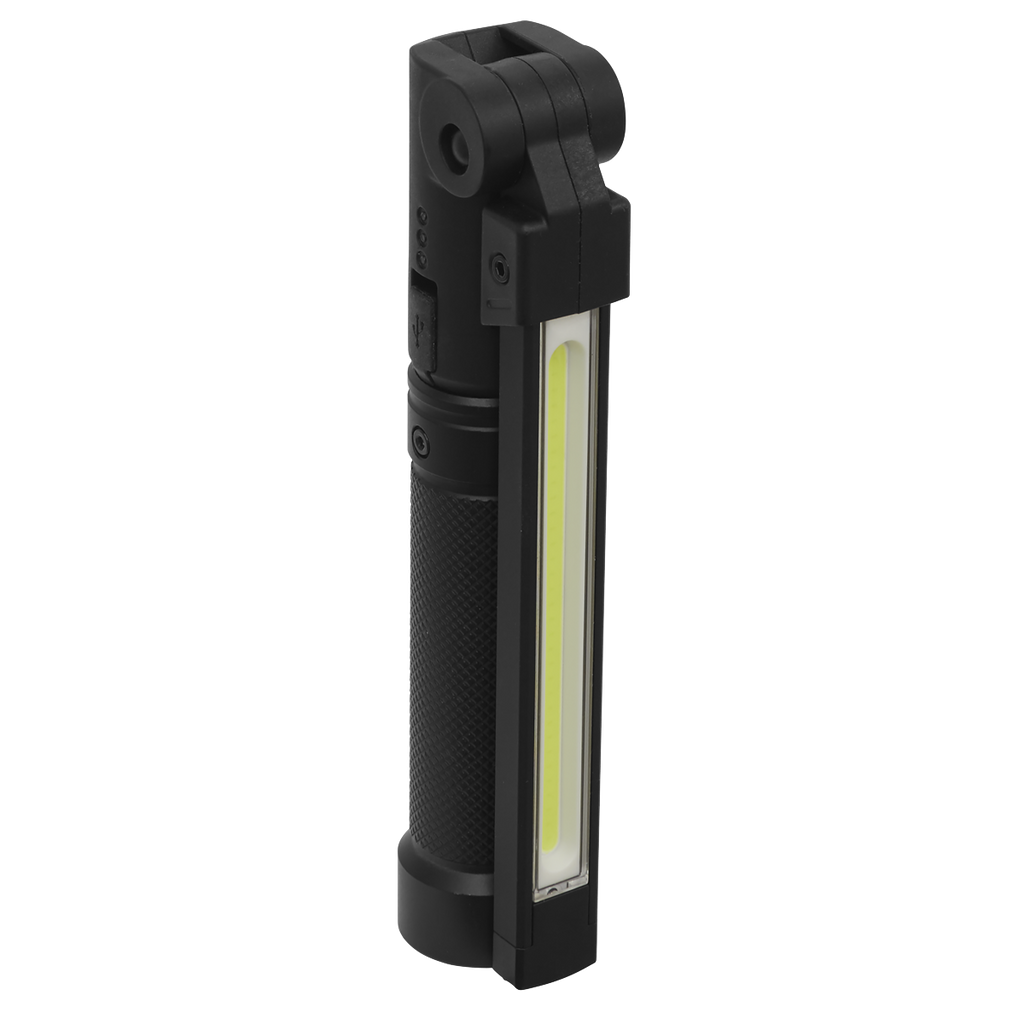 Rechargeable Aluminium Folding Pocket Light 2 COB & 1 SMD LE