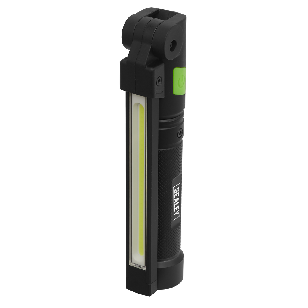 Rechargeable Aluminium Folding Pocket Light 2 COB & 1 SMD LE