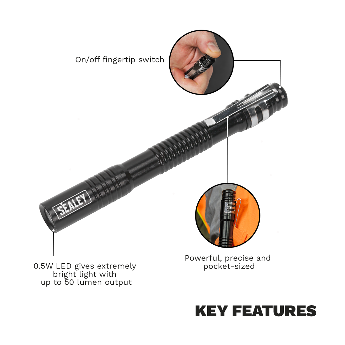 Aluminium Penlight 0.5W LED