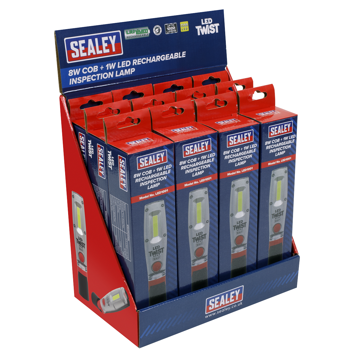 LED Twist Rechargeable Inspection Light 8W - Display Box of 12