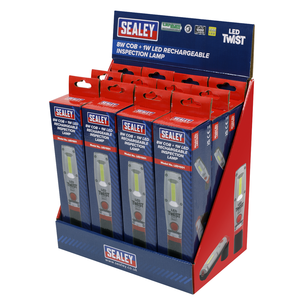 LED Twist Rechargeable Inspection Light 8W - Display Box of 12