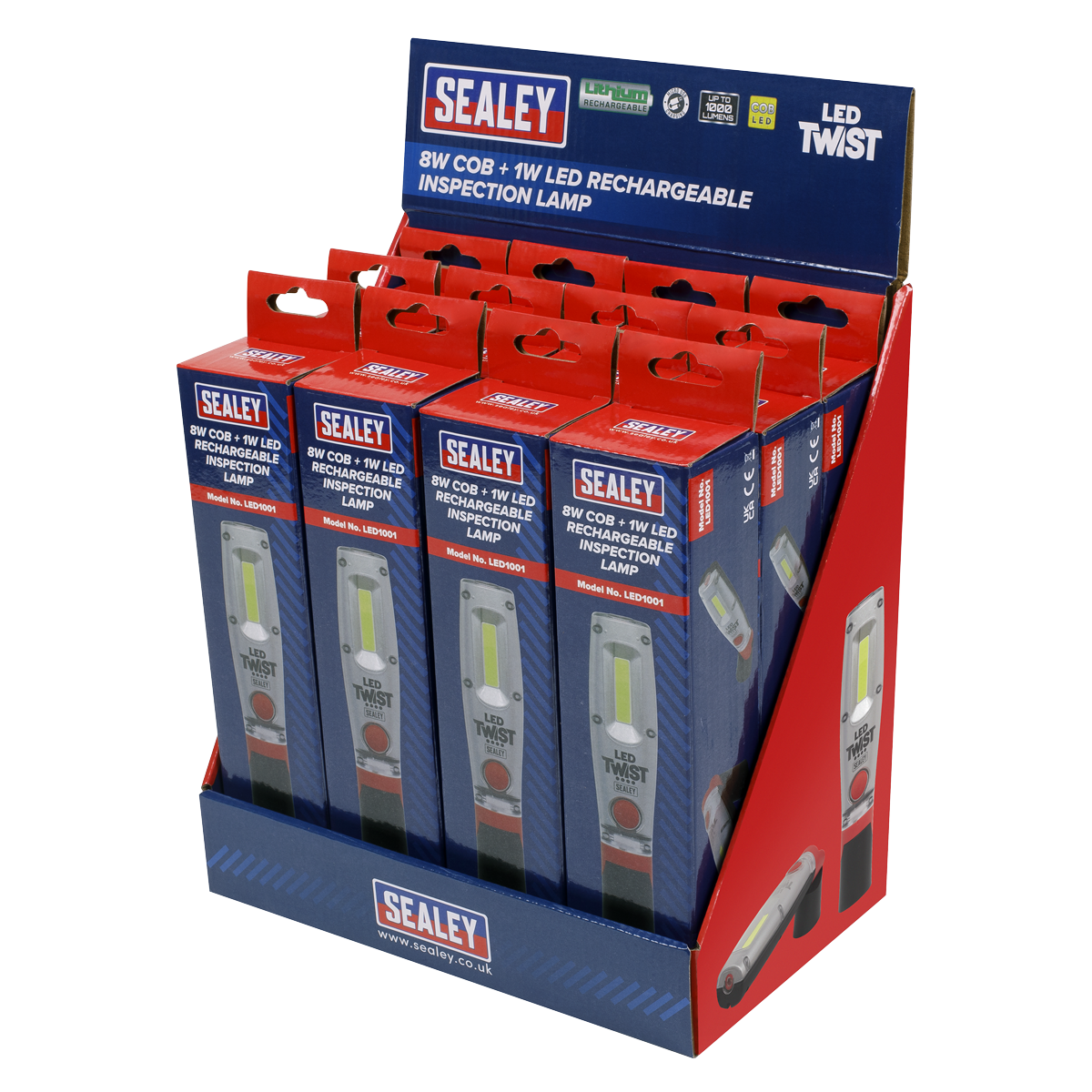 LED Twist Rechargeable Inspection Light 8W - Display Box of 12