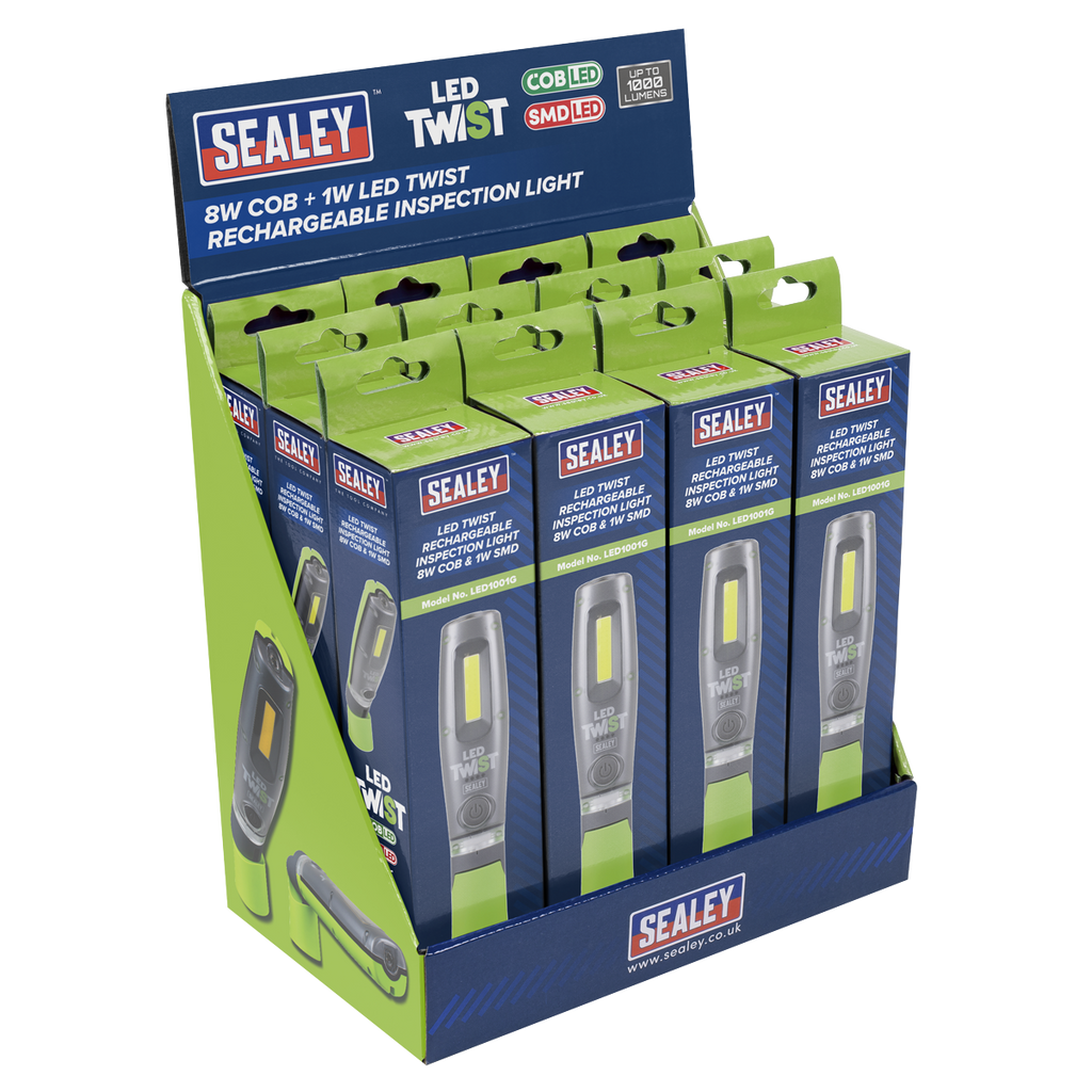 LED Twist Rechargeable Inspection Light, Green - Box of 12