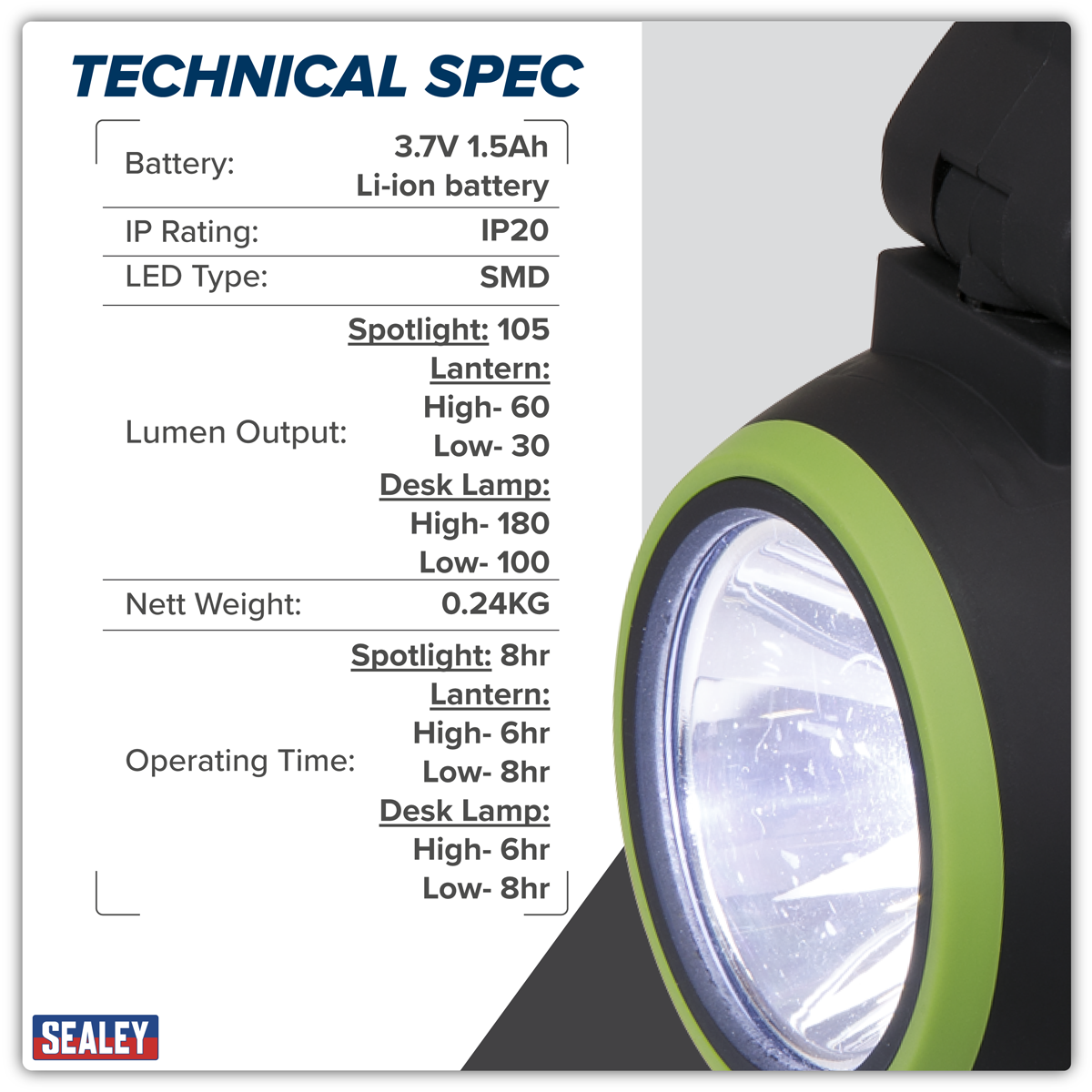 Rechargeable 3-in-1 Spotlight 3W SMD LED