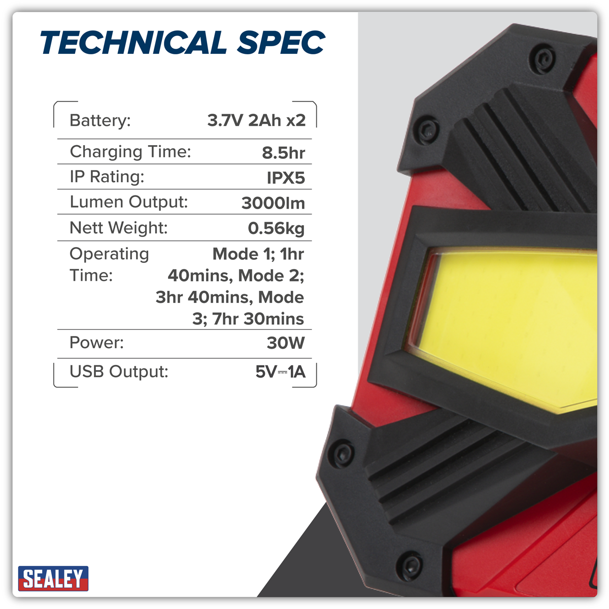 Rechargeable Portable Floodlight & Power Bank 30W COB LED