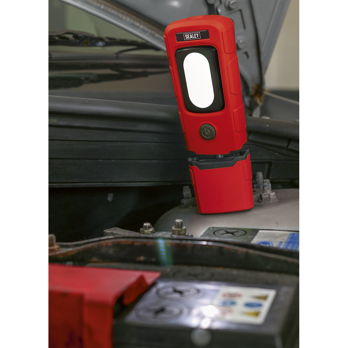 Rechargeable 360° Inspection Light 3W COB & 1W SMD LED - Red
