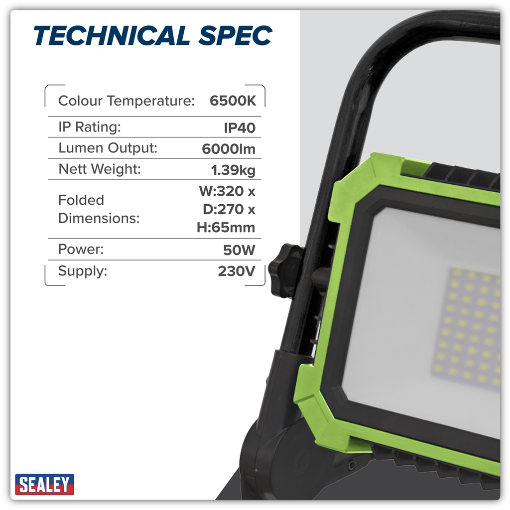 Portable Floodlight 50W SMD LED 230V