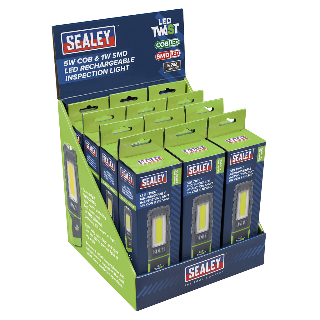 LED Twist Rechargeable Inspection Light, Green - Box of 12
