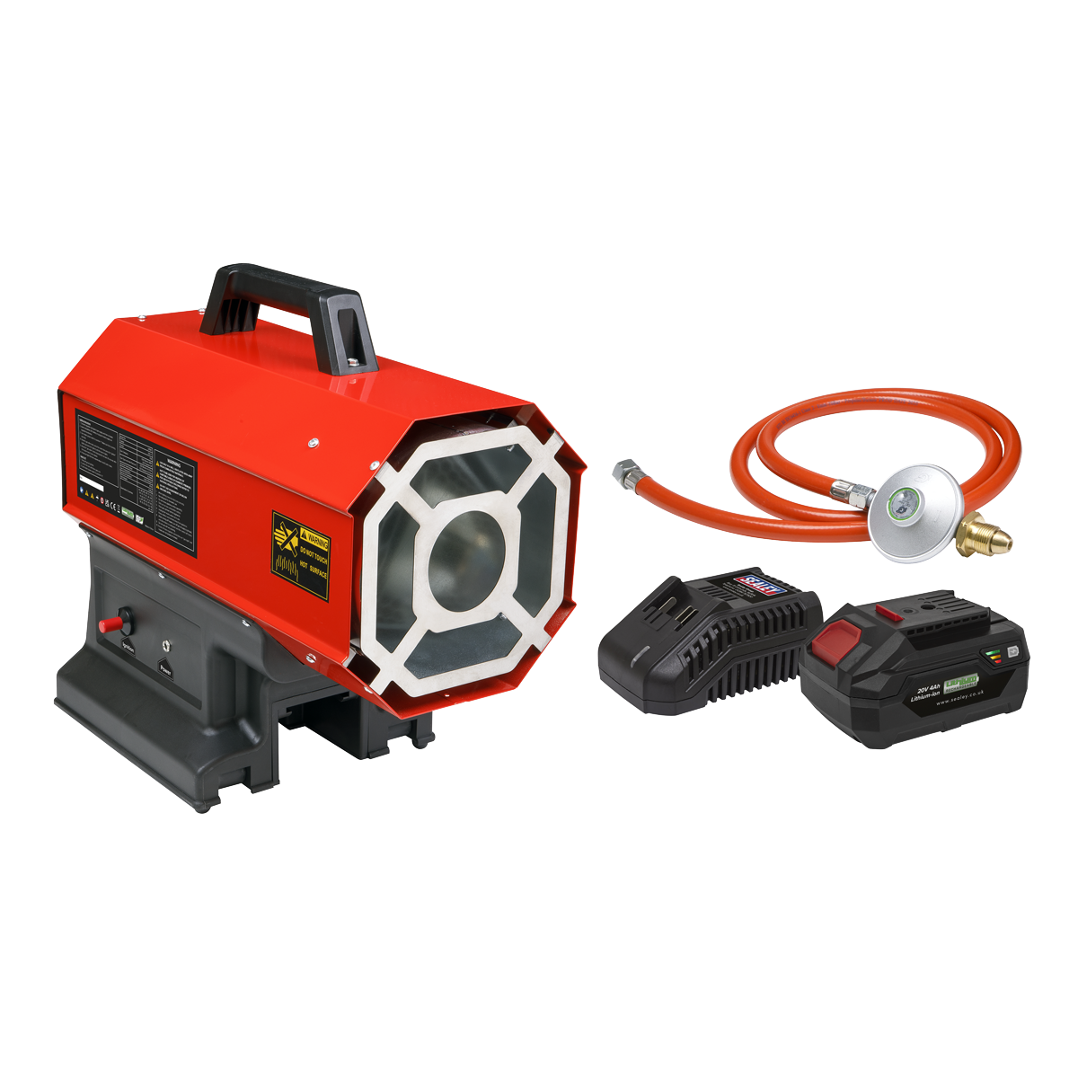 Space Warmer® Propane Heater 30,000-68,000Btu/hr (9-20kW) 230V with 20V 4Ah Kit