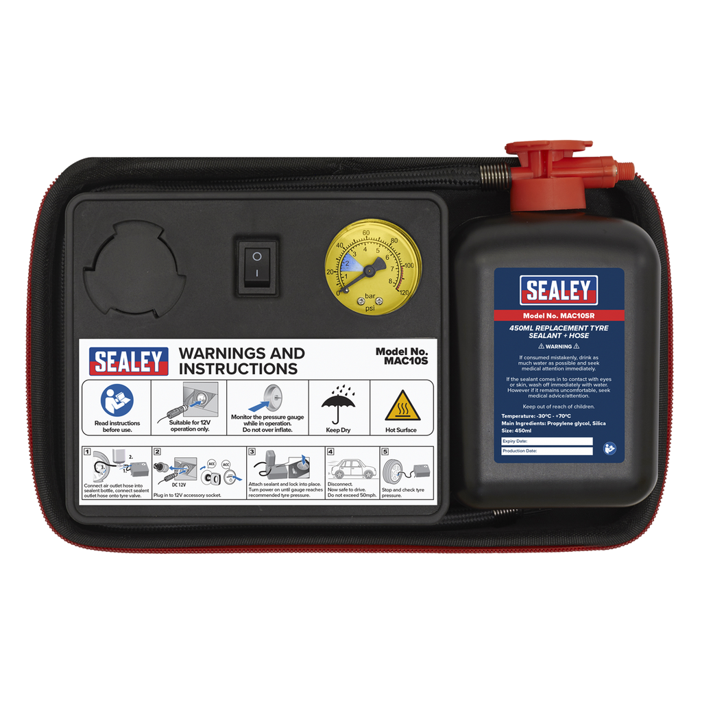 Tyre Inflator & Emergency Puncture Sealant Kit 12V