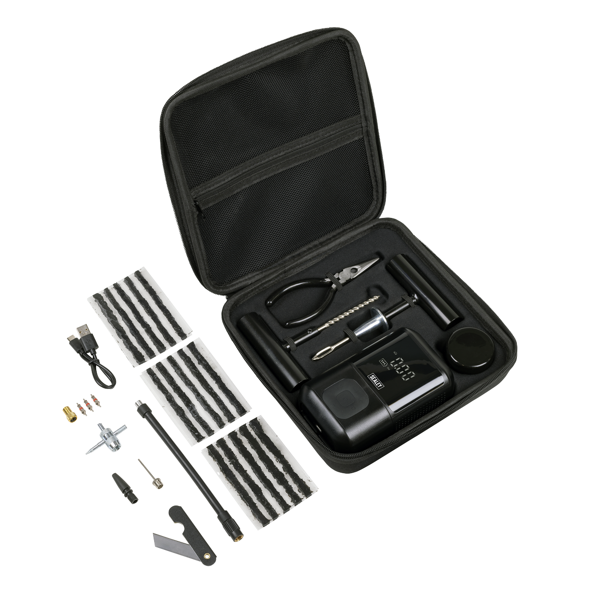 Temporary Puncture Repair Kit & Rechargeable Tyre Inflator