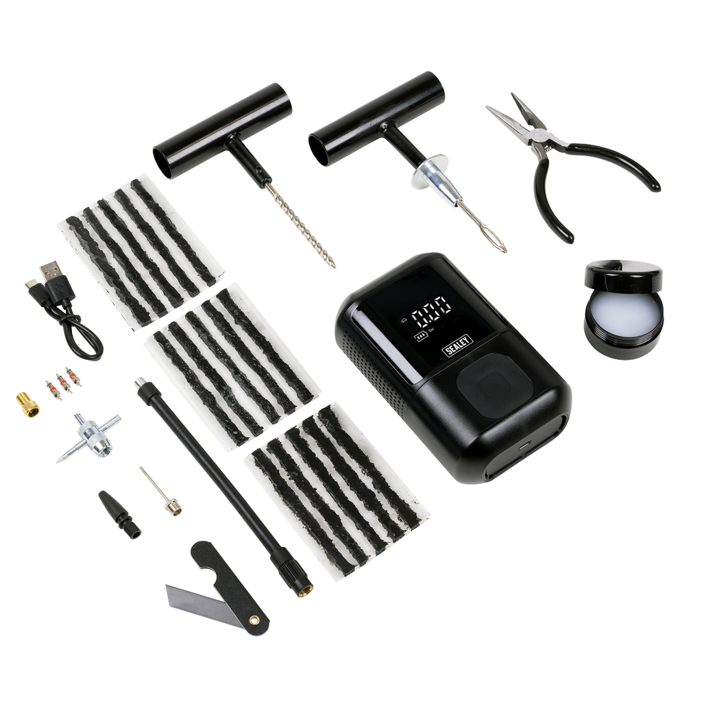 Temporary Puncture Repair Kit & Rechargeable Tyre Inflator