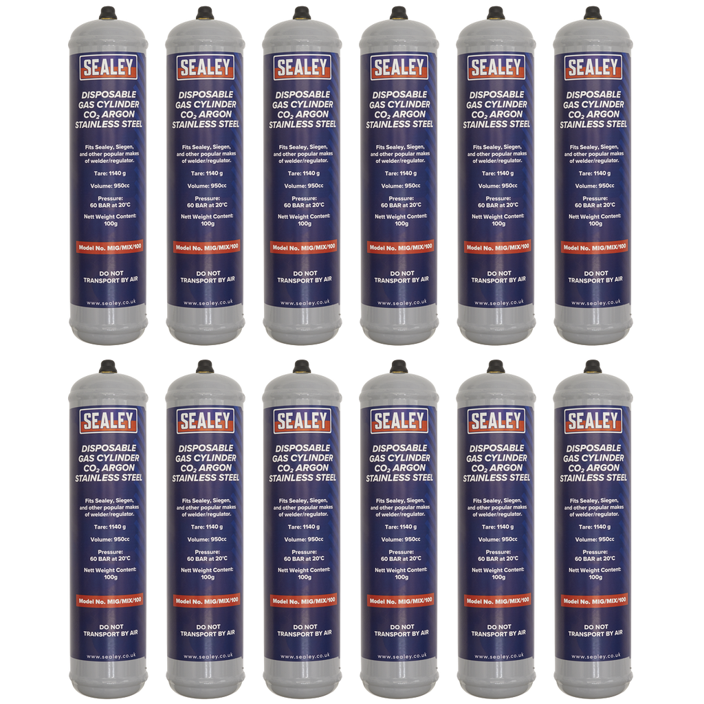 Disposable Carbon Dioxide/Argon Gas Cylinder 100g - Box of 12