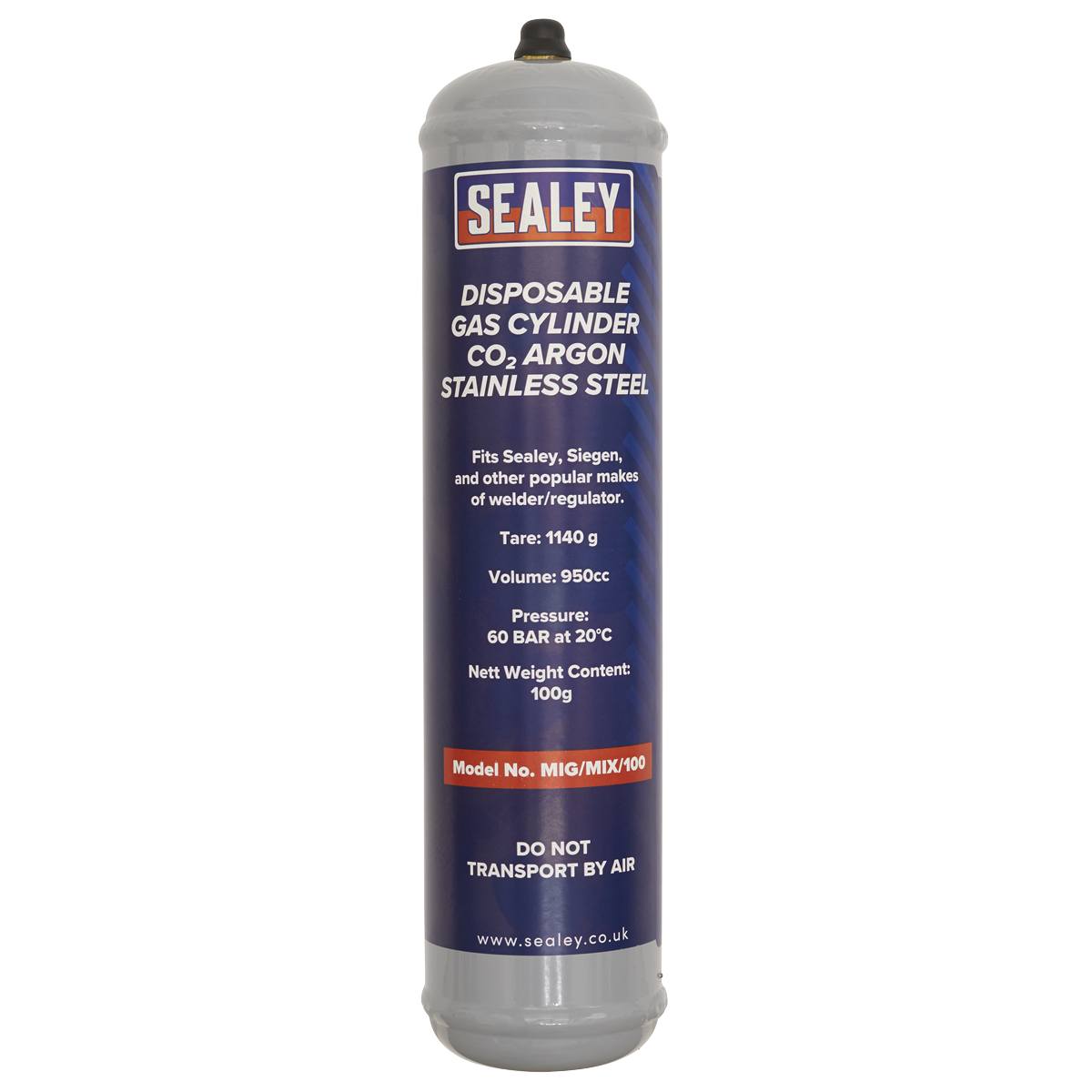 Disposable Carbon Dioxide/Argon Gas Cylinder 100g