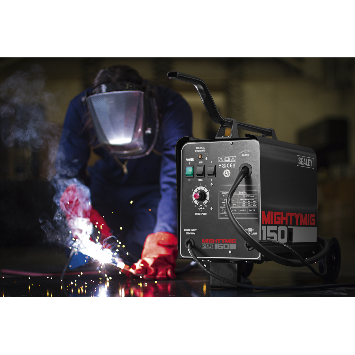 Professional Gas/Gasless MIG Welder 150A 230V
