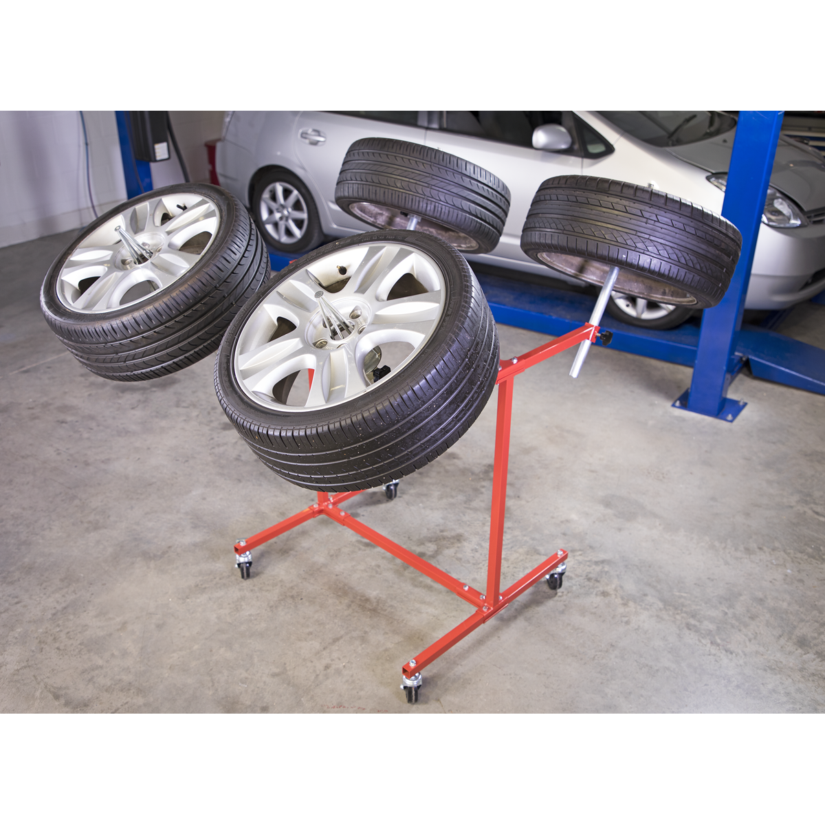 Heavy-Duty Alloy Wheel Painting/Repair Stand 4 Wheel Capacity