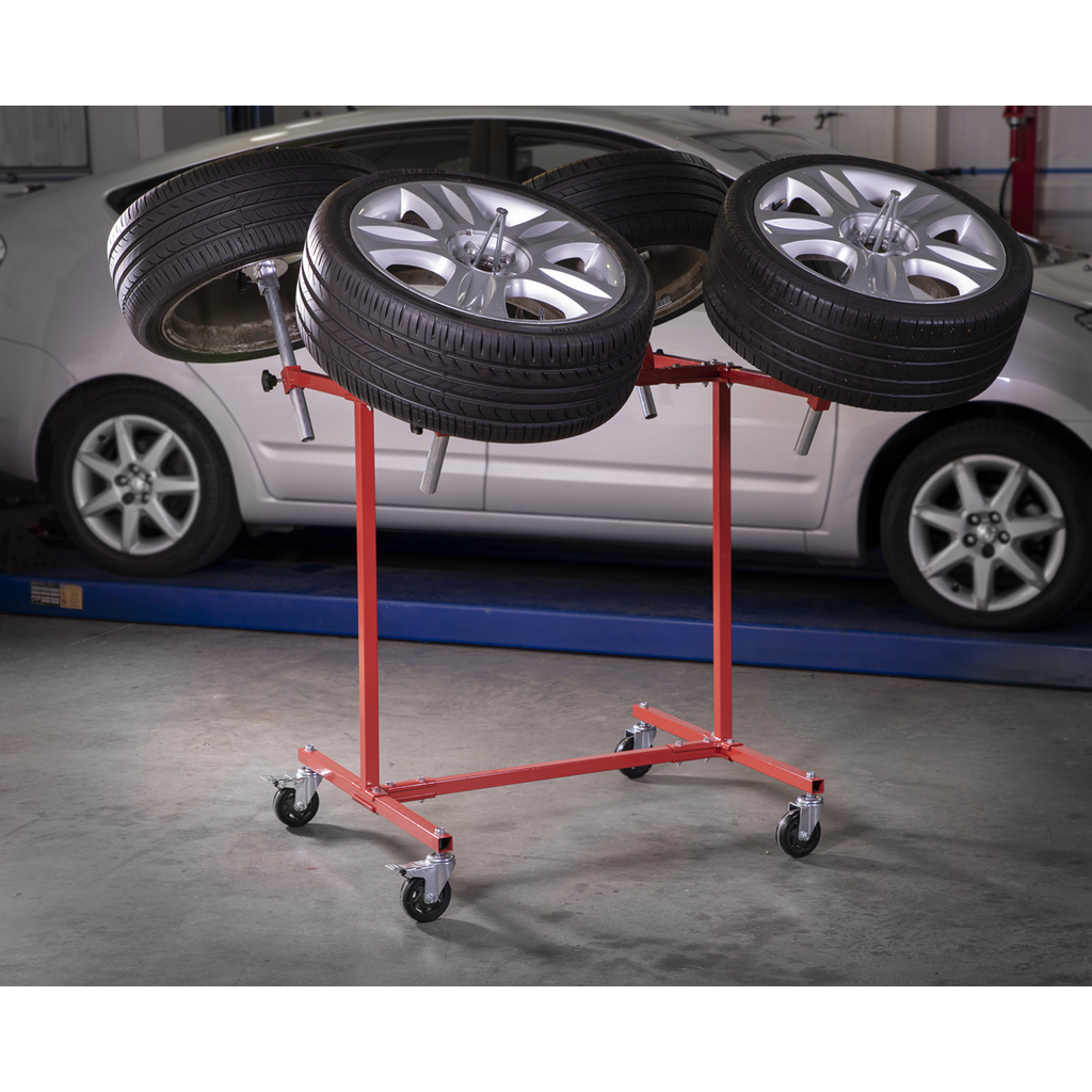 Heavy-Duty Alloy Wheel Painting/Repair Stand 4 Wheel Capacit