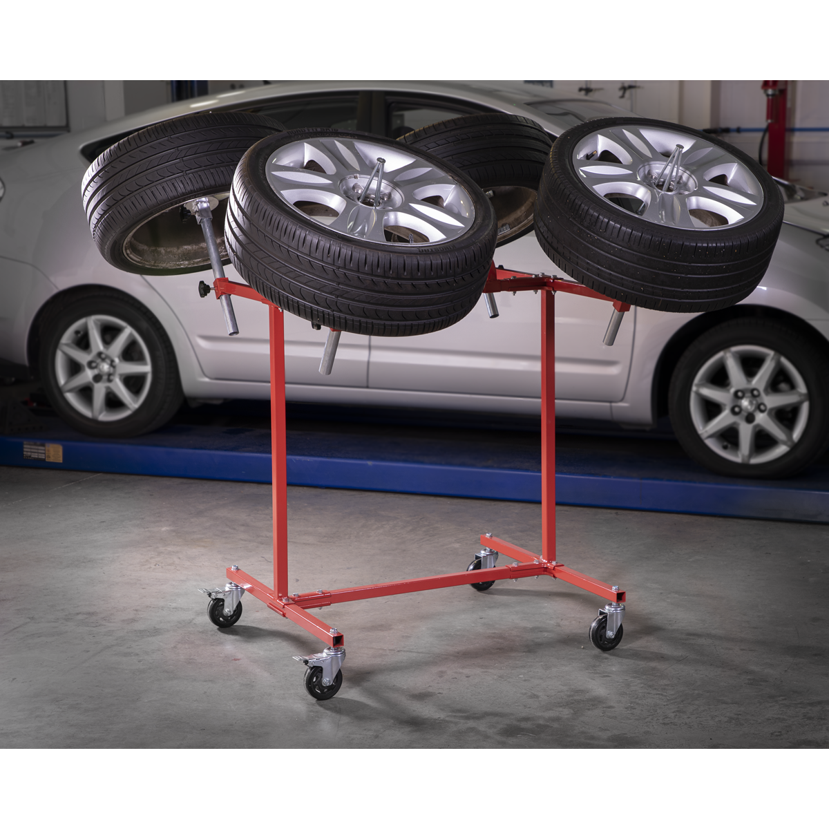 Heavy-Duty Alloy Wheel Painting/Repair Stand 4 Wheel Capacit