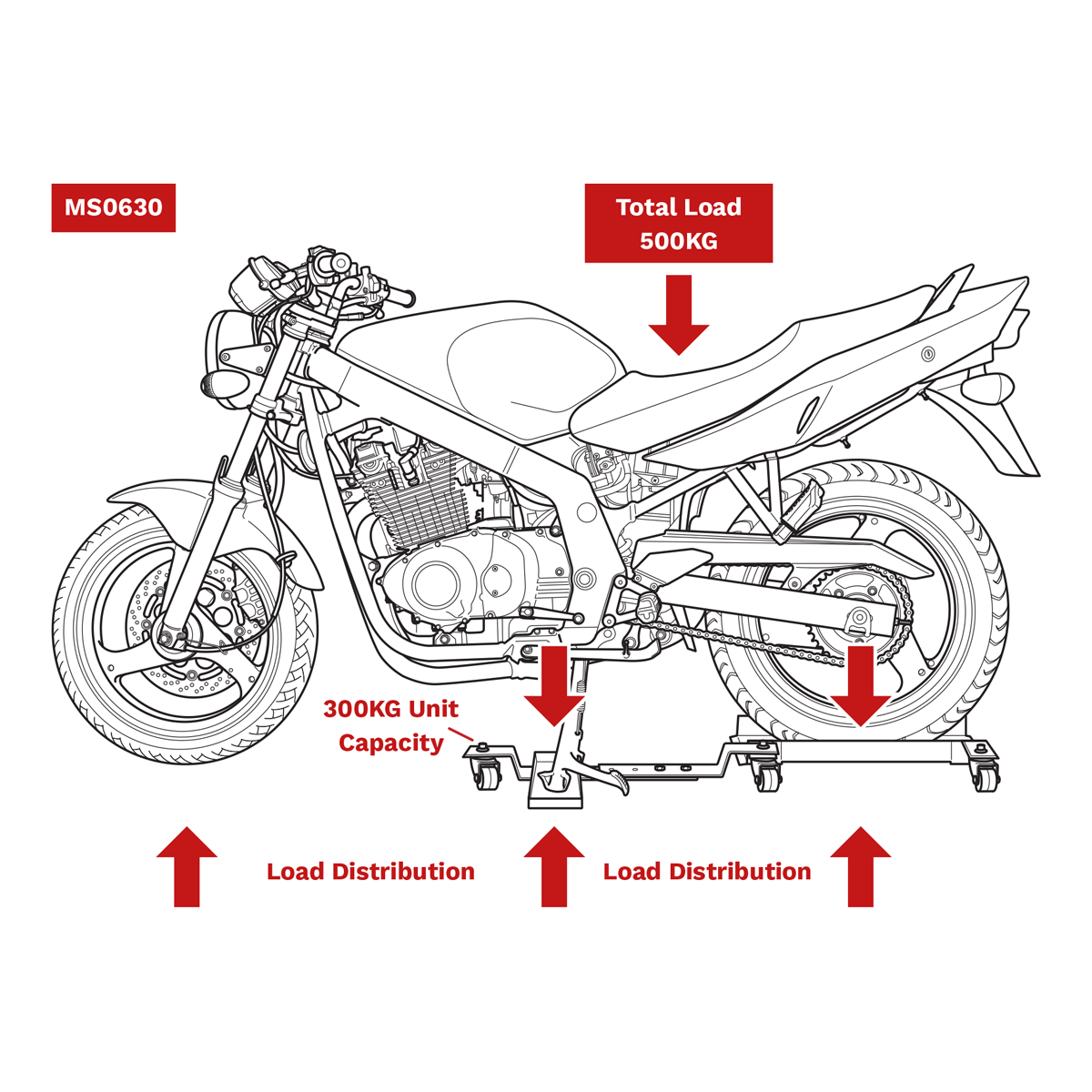 Motorcycle Rear Wheel Side Stand Type Dolly (MS0630)