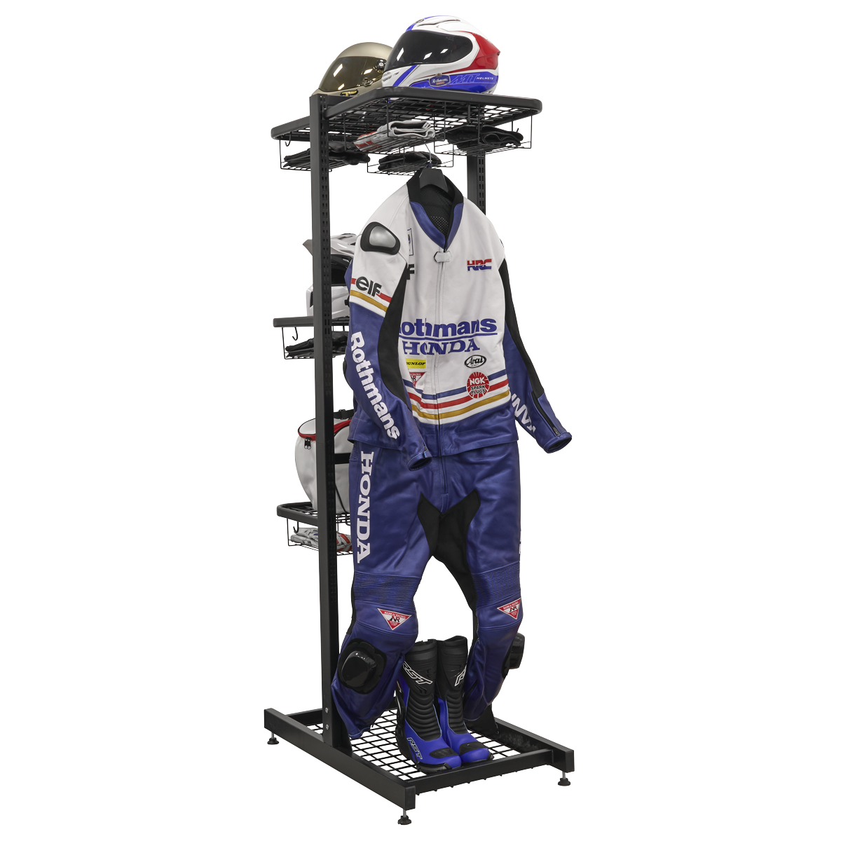 Freestanding Motorcycle Helmet & Gear Storage