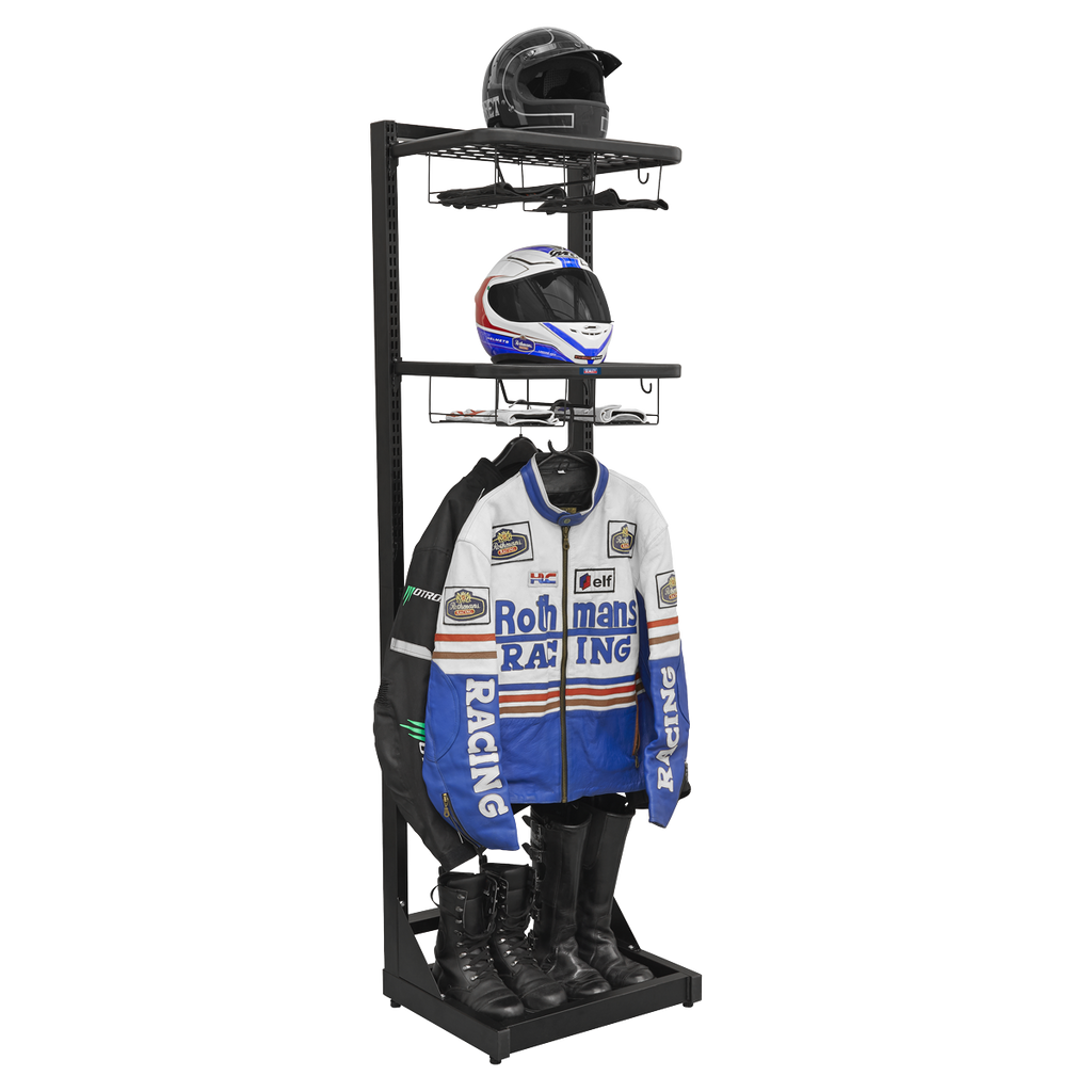 Freestanding Motorcycle Helmet & Gear Storage