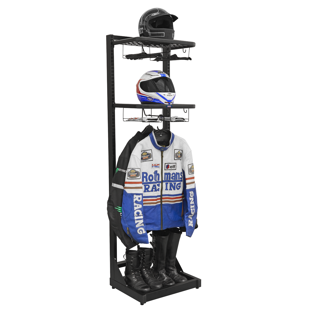 Freestanding Motorcycle Helmet & Gear Storage