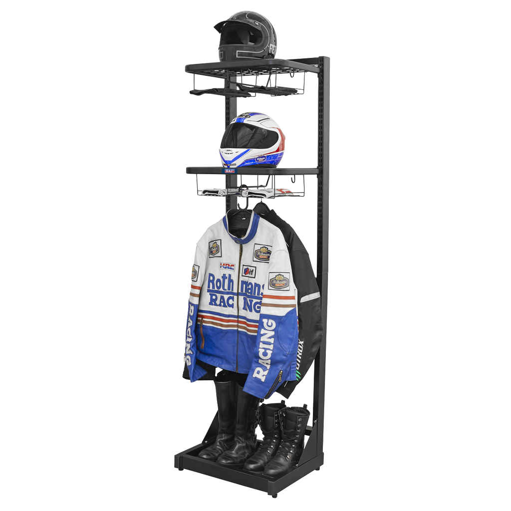 Freestanding Motorcycle Helmet & Gear Storage