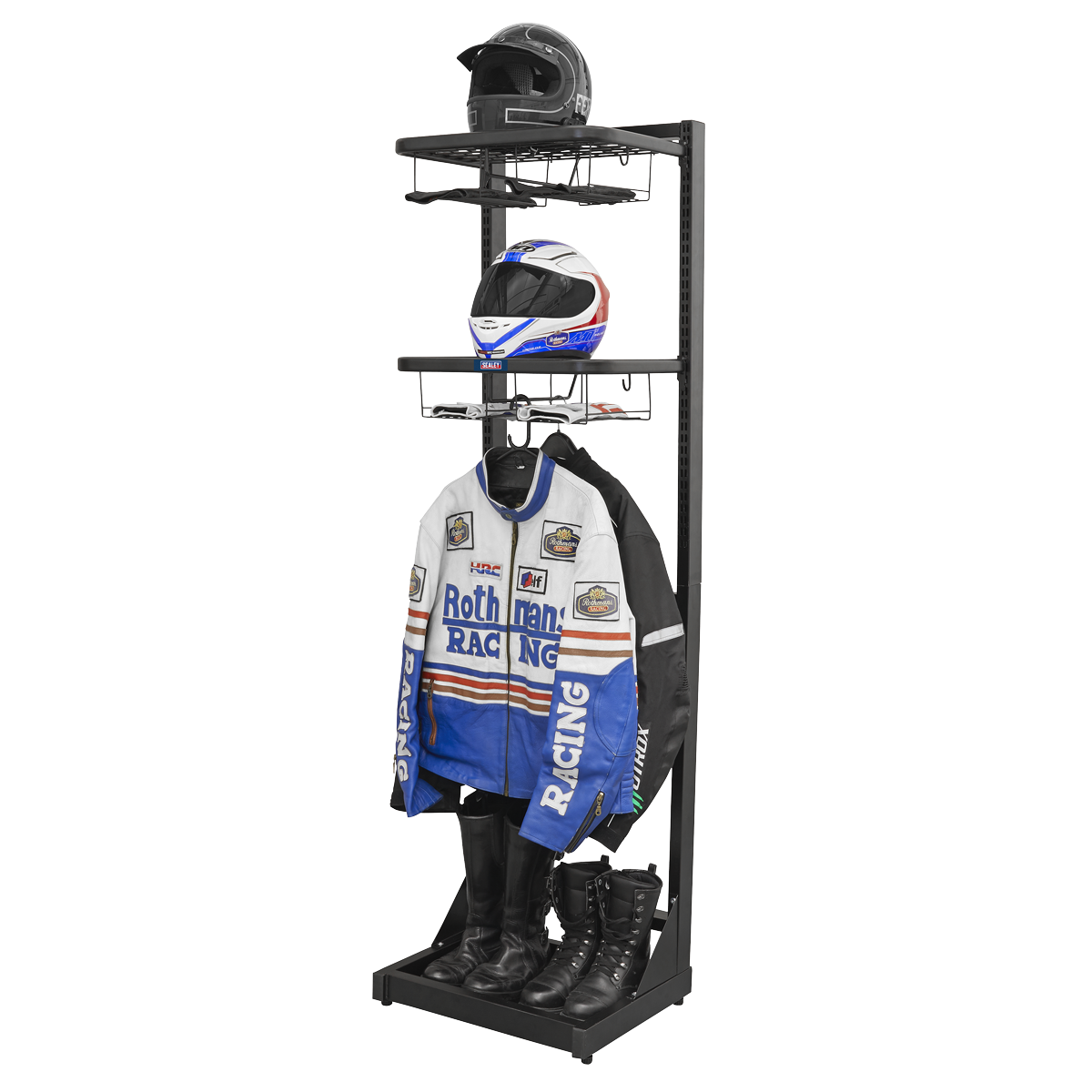 Freestanding Motorcycle Helmet & Gear Storage