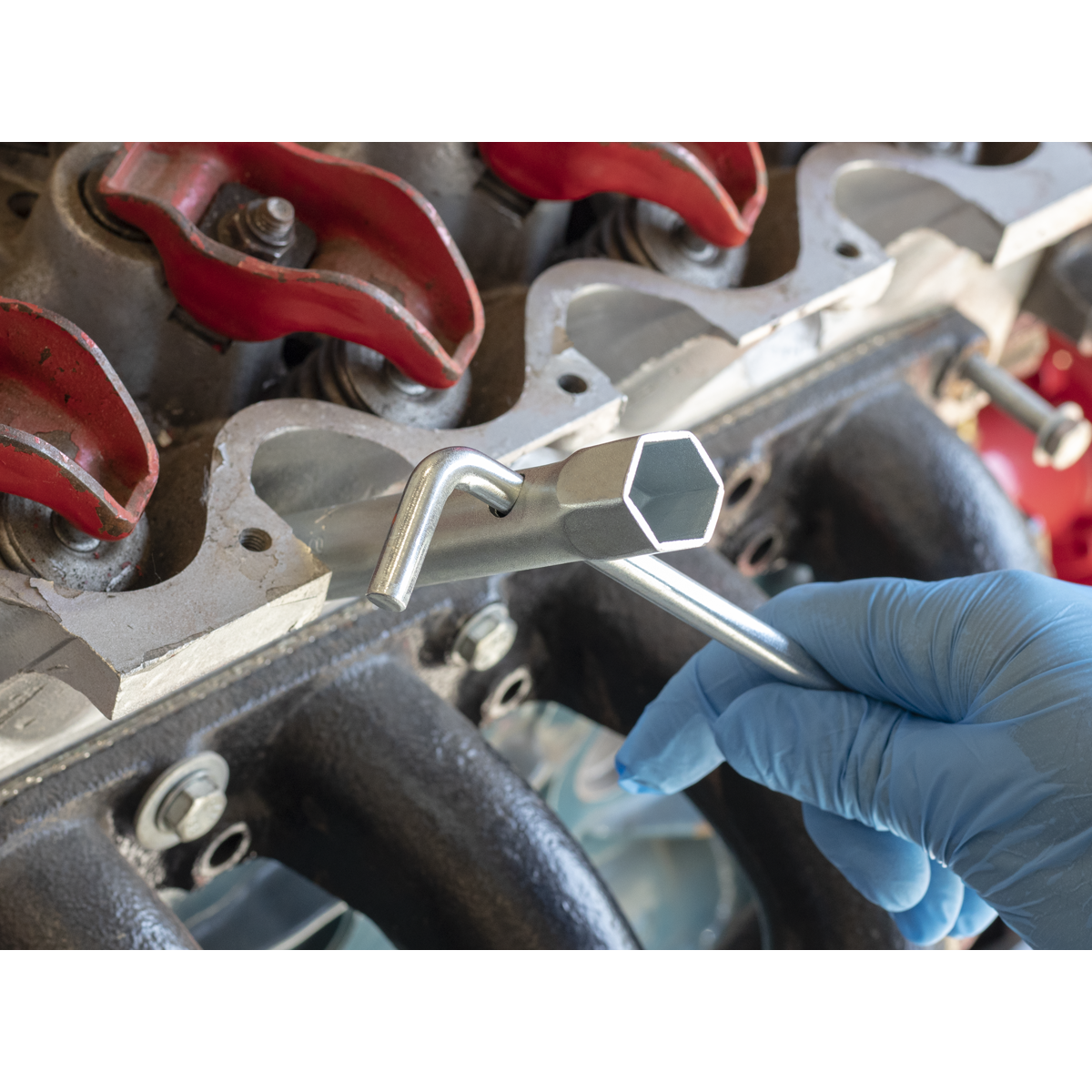Long Reach Double End Spark Plug Box Spanner with L-Bar 16/1