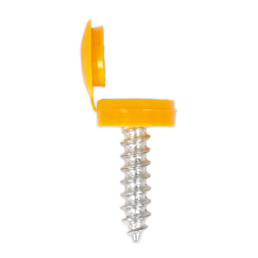 Numberplate Screw with Flip Cap 4.2 x 19mm, Yellow - Pack of
