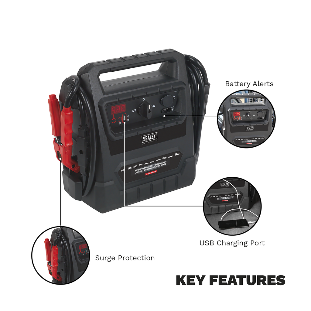 12/24V RoadStart® Emergency Jump Starter 4600 Peak Amps