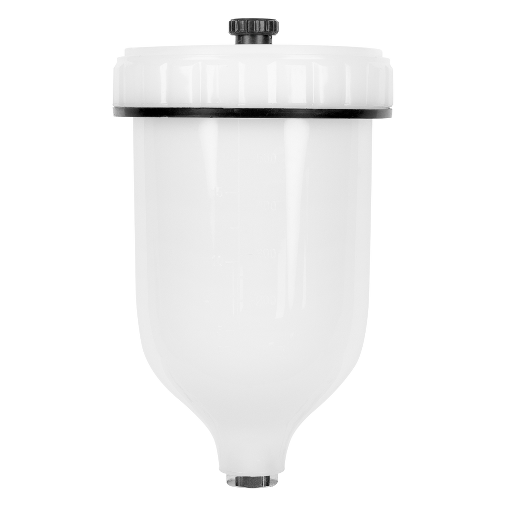 Paint Spray Gun Pot with Brass Fitting 600ml - White