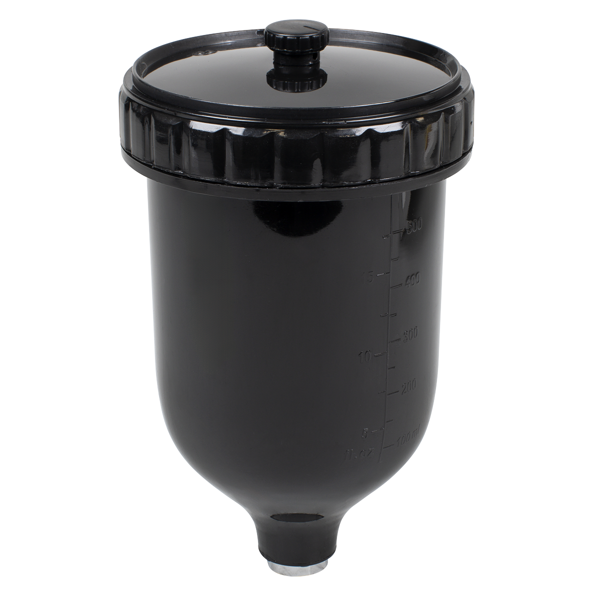 UV Paint Spray Gun Pot with Brass Fitting 600ml - Black