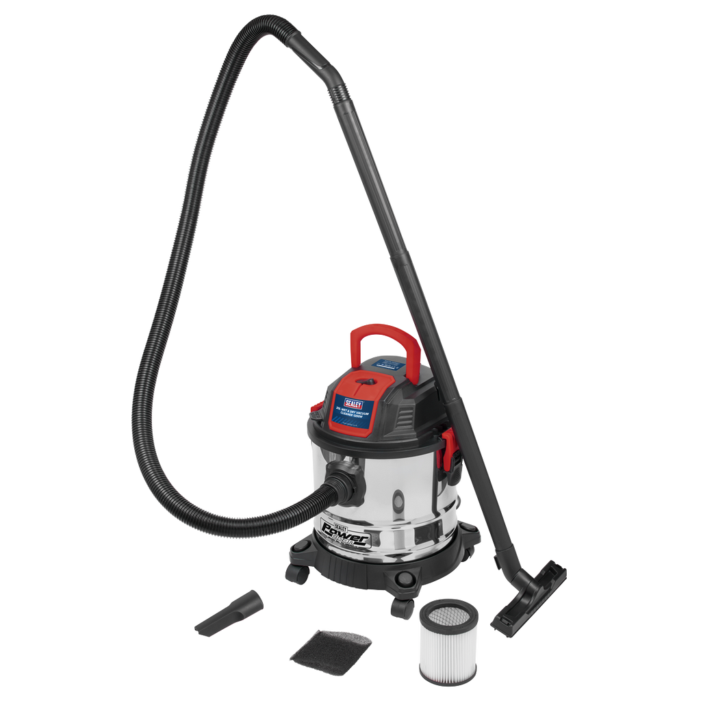 Wet & Dry Vacuum Cleaner with Stainless Steel Drum, 20L, 1200W (PC195SD)