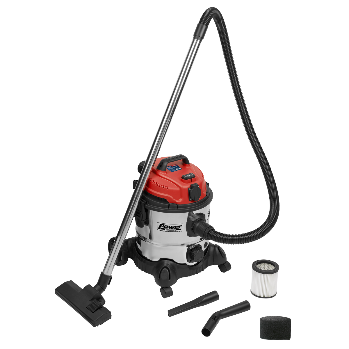 20L Industrial Vacuum Cleaner Wet & Dry with Stainless Steel Drum & Auto Start 1400W/230V