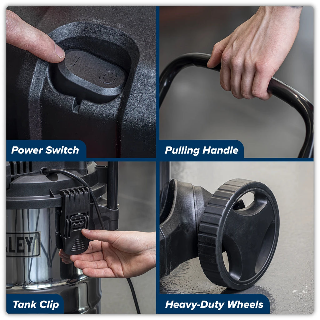 30L Vacuum Cleaner Wet & Dry with Stainless Steel Drum & Detachable Leaf Blower 1200W/230V