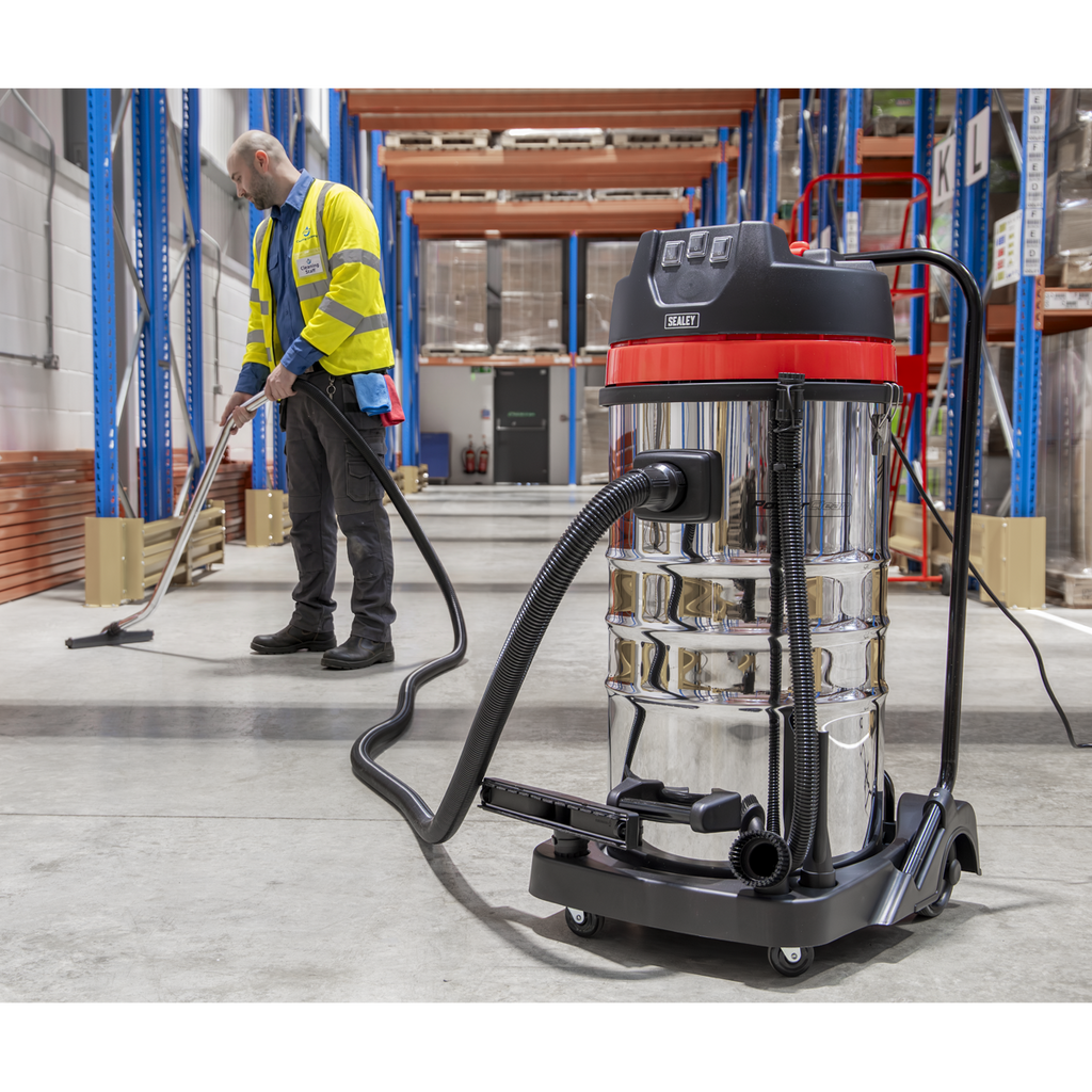 100L Vacuum Cleaner Wet & Dry with Stainless Steel Drum 3000W/230V