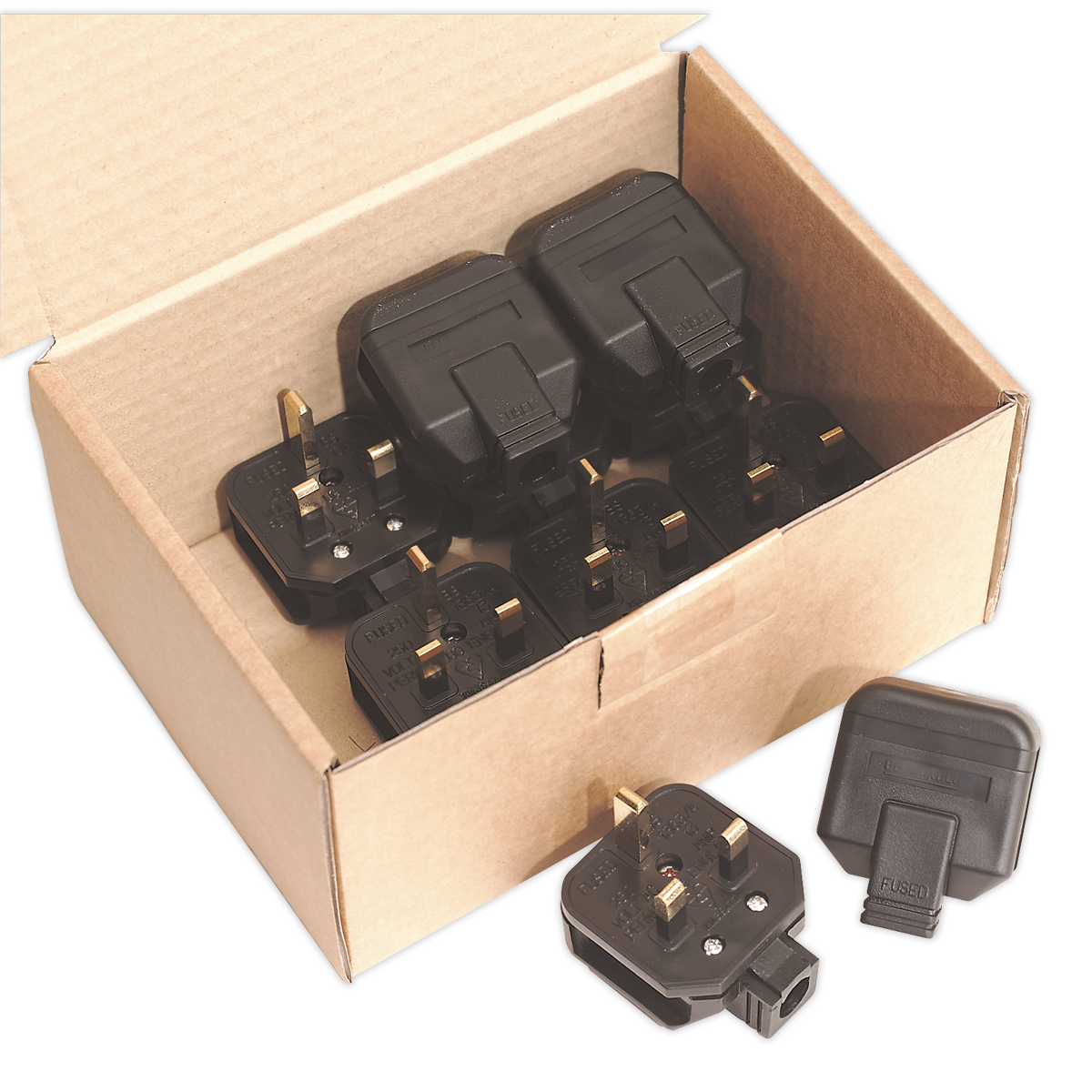 13A Heavy-Duty Plug, Black - Pack of 10
