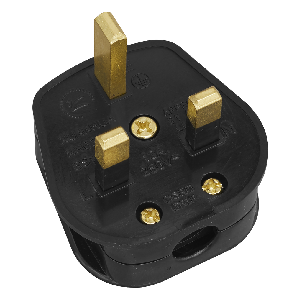 13A Plug, Black - Pack of 20