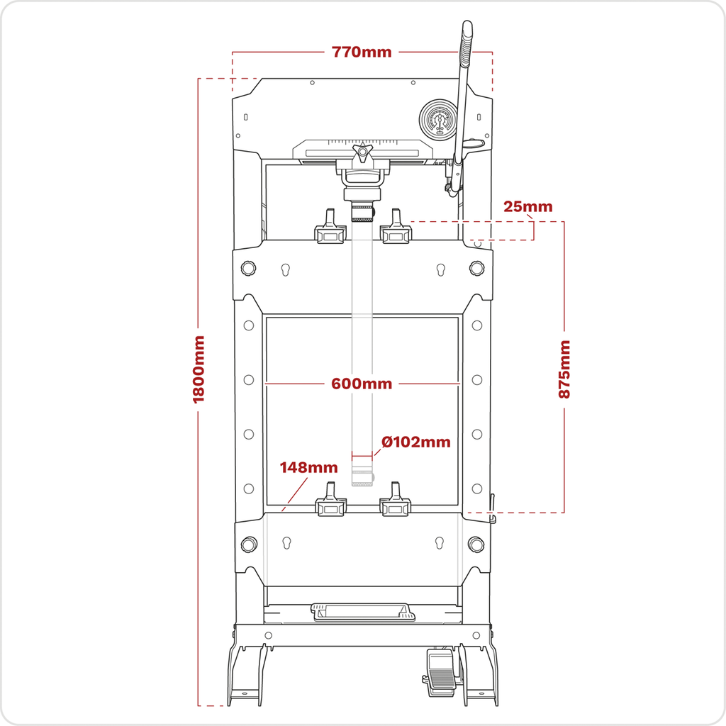 Viking Floor Type Air/Hydraulic Press with Sliding Ram and Foot Pedal 30 Tonne