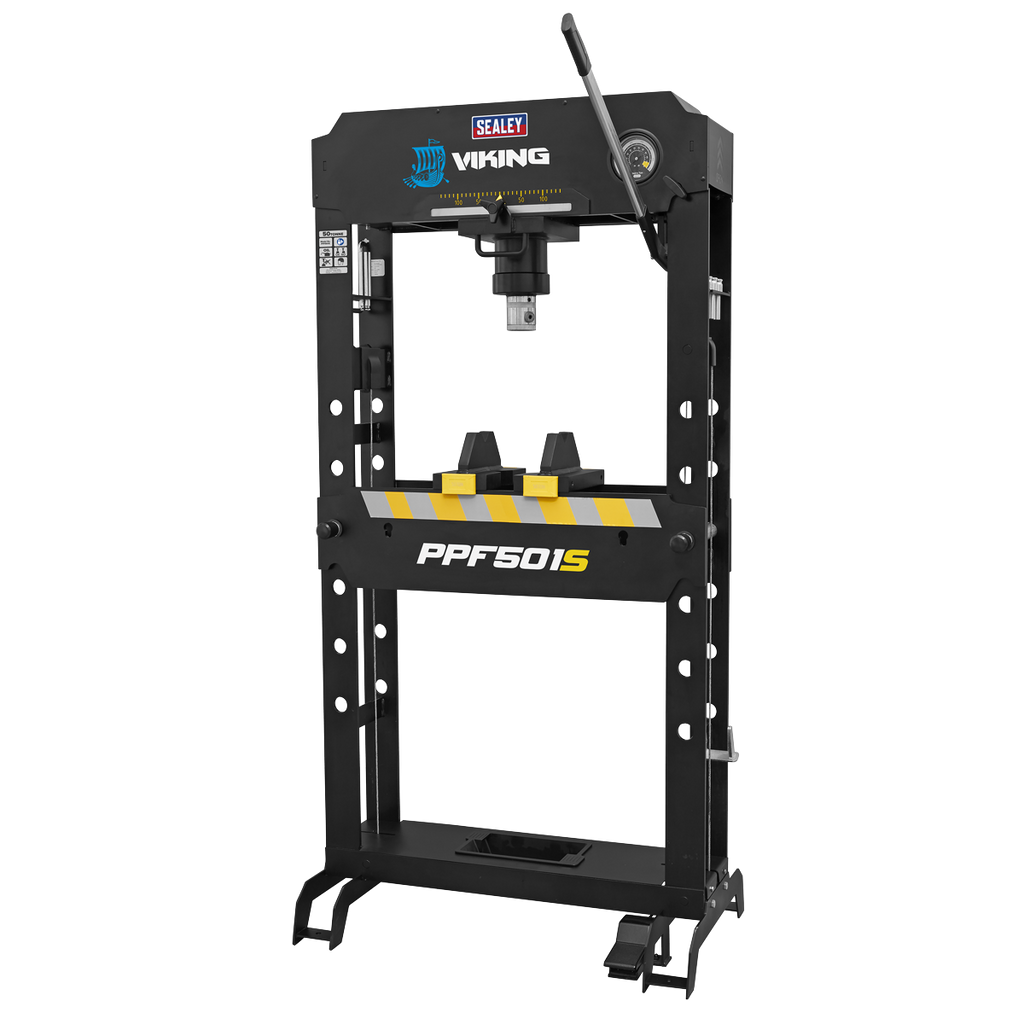 Viking Floor Type Air/Hydraulic Press with Sliding Ram and Foot Pedal 50 Tonne