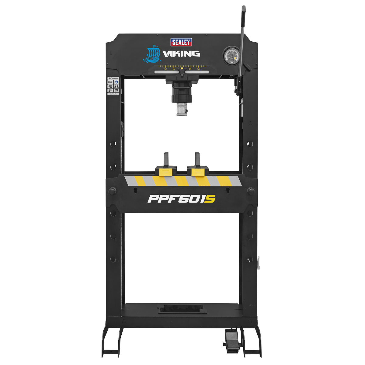 Viking Floor Type Air/Hydraulic Press with Sliding Ram and Foot Pedal 50 Tonne