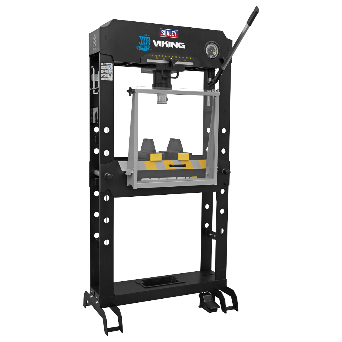 Viking Floor Type Air/Hydraulic Press with Sliding Ram and Foot Pedal 50 Tonne