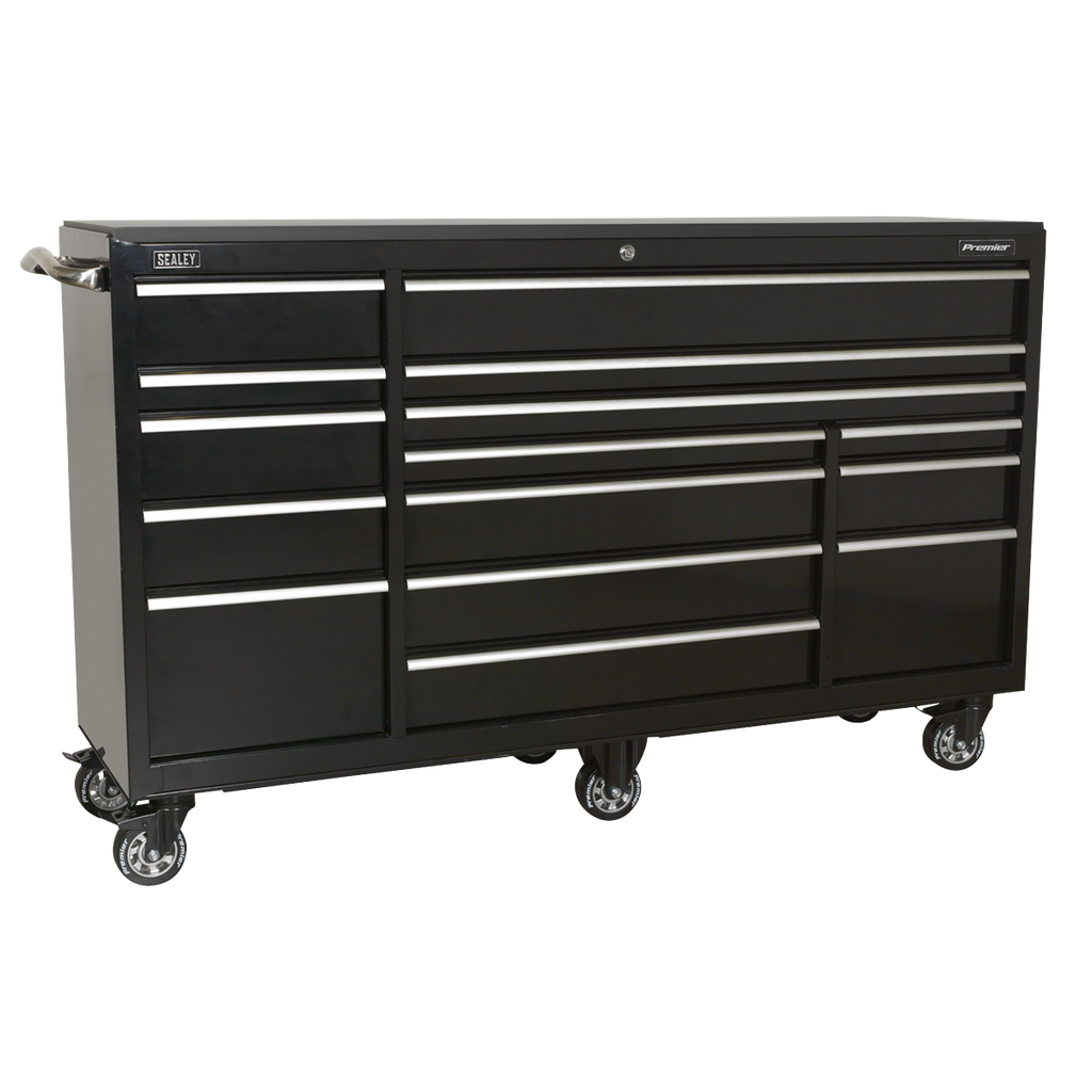 Premier™ Heavy-Duty Extra-Wide Rollcab 15 Drawer 1845mm - Black