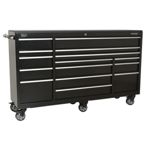 Premier™ Heavy-Duty Extra-Wide Rollcab 15 Drawer 1845mm - Black