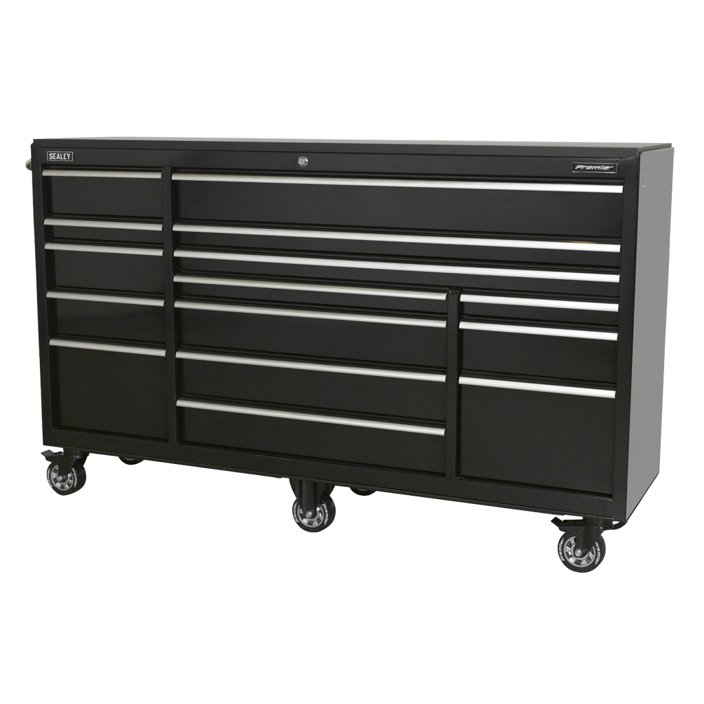 Premier™ Heavy-Duty Extra-Wide Rollcab 15 Drawer 1845mm - Black