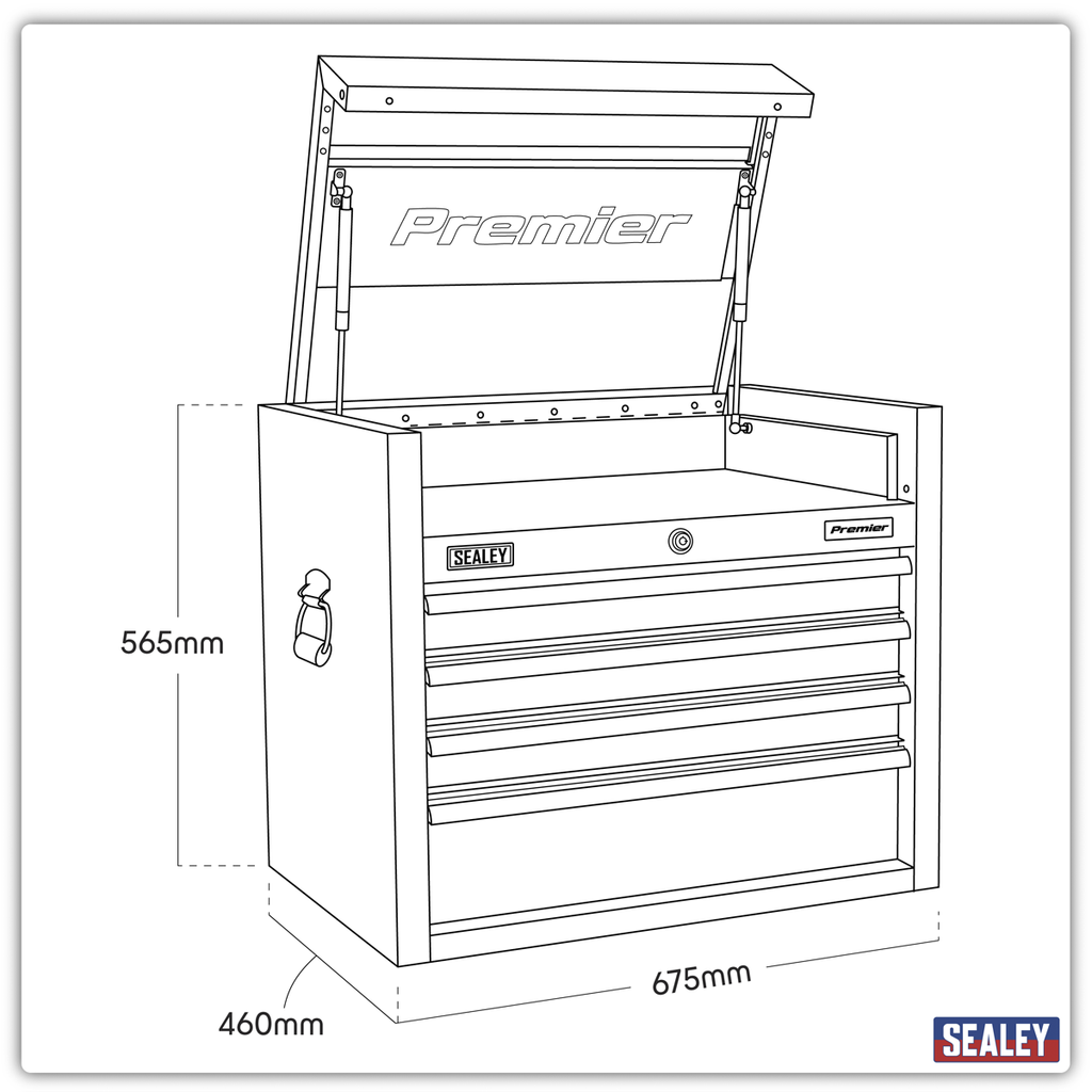 Premier™ Heavy-Duty Topchest 675mm, 4 Drawer, Stainless Steel (PTB66004SS)