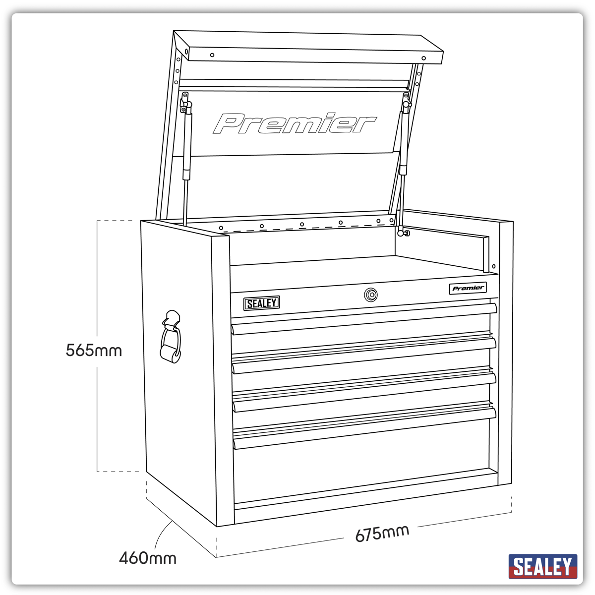 Premier™ Heavy-Duty Topchest 675mm, 4 Drawer, Stainless Steel (PTB66004SS)