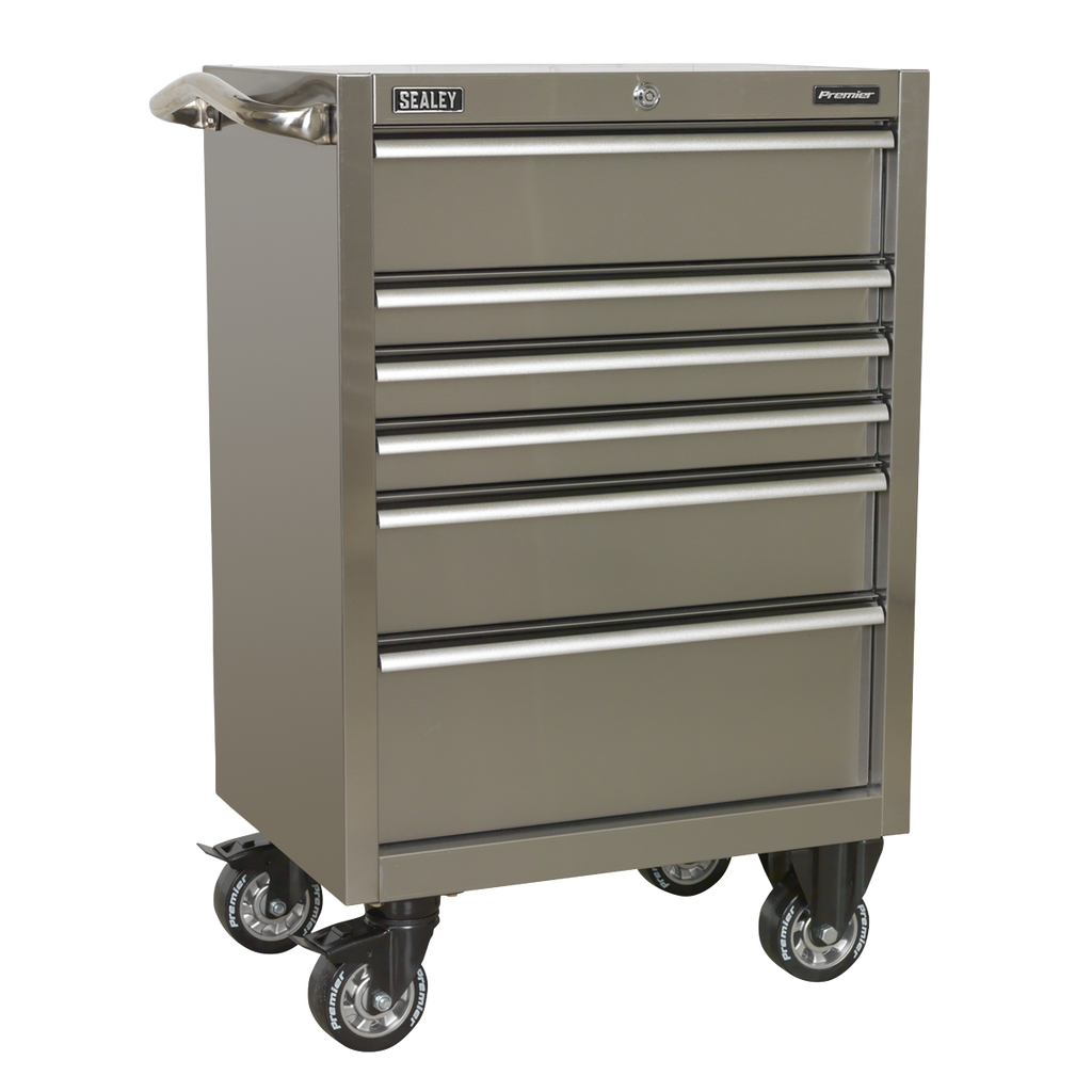 Premier™ Heavy-Duty Rollcab 6 Drawer 675mm - Stainless Steel