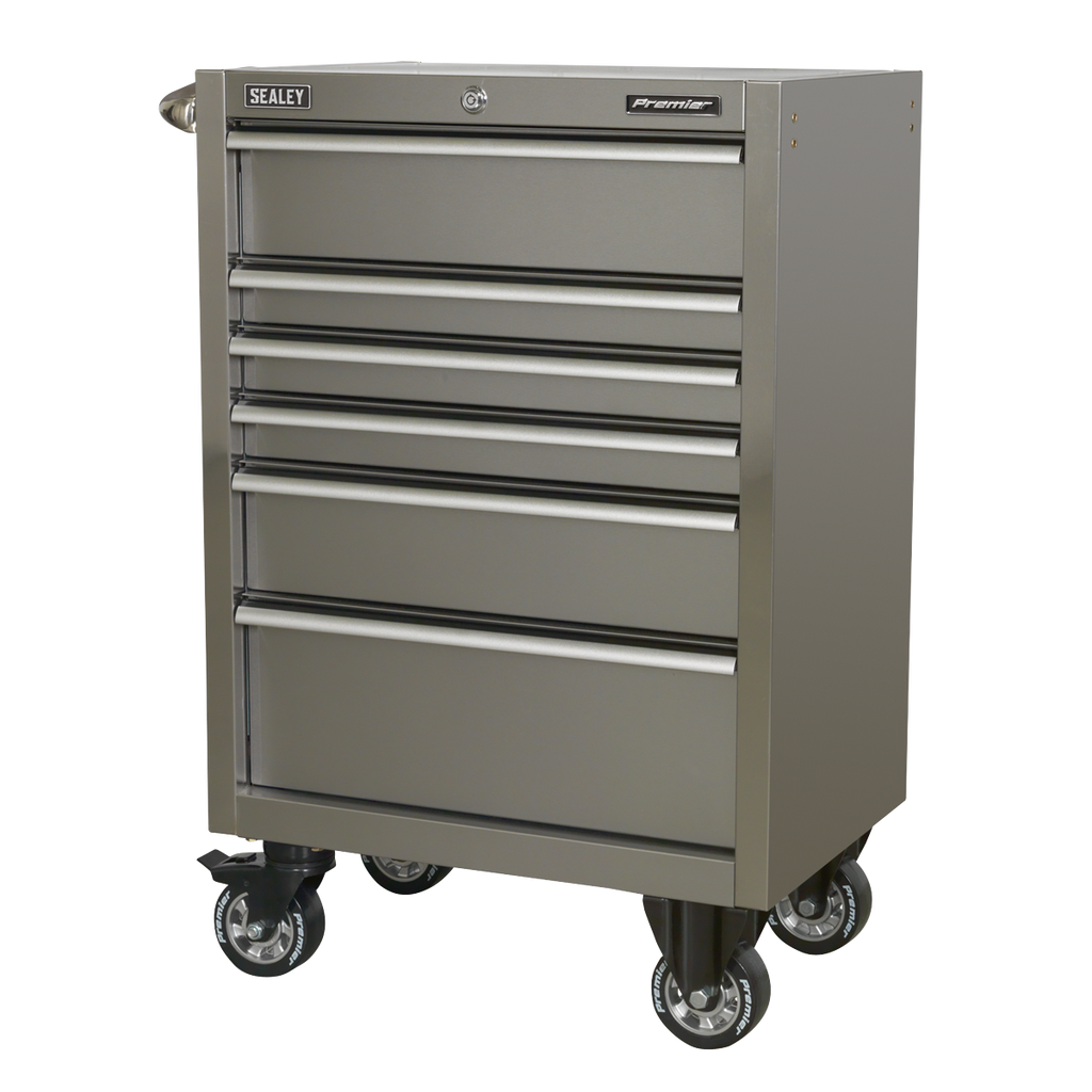 Premier™ Heavy-Duty Rollcab 6 Drawer 675mm - Stainless Steel